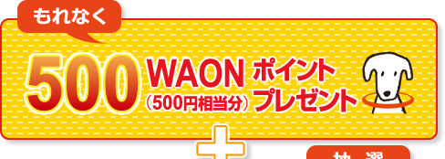 もれなく500WAON(500円相当分)ポイントプレゼント